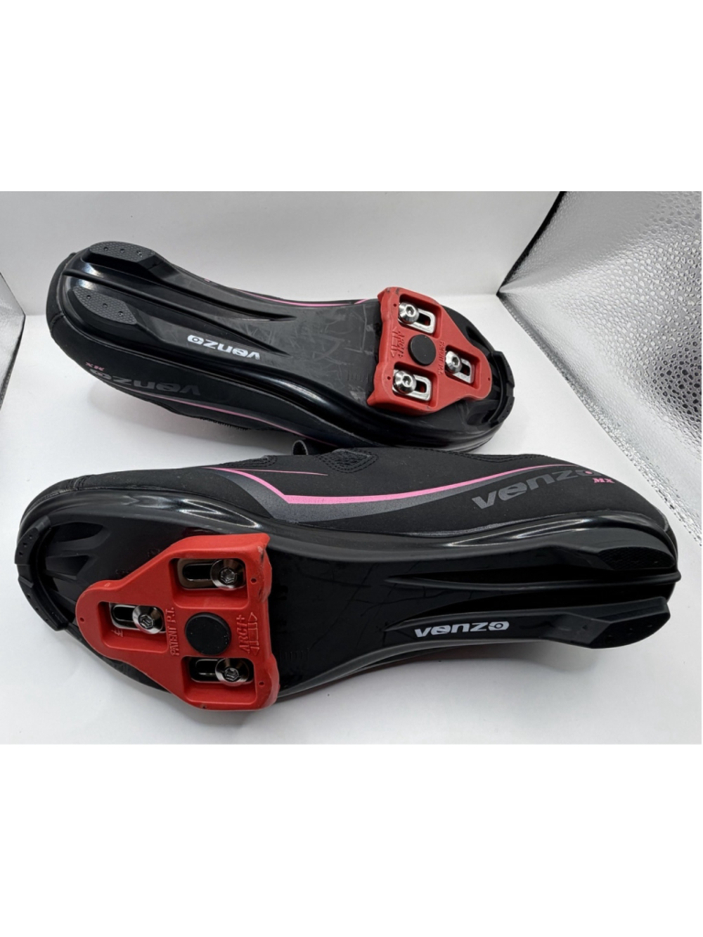 Venzo MX Cycling Bicycle Bike Shoes Strap Black Pink Womens Size 8 Mens 9.5 - Picture 8 of 9
